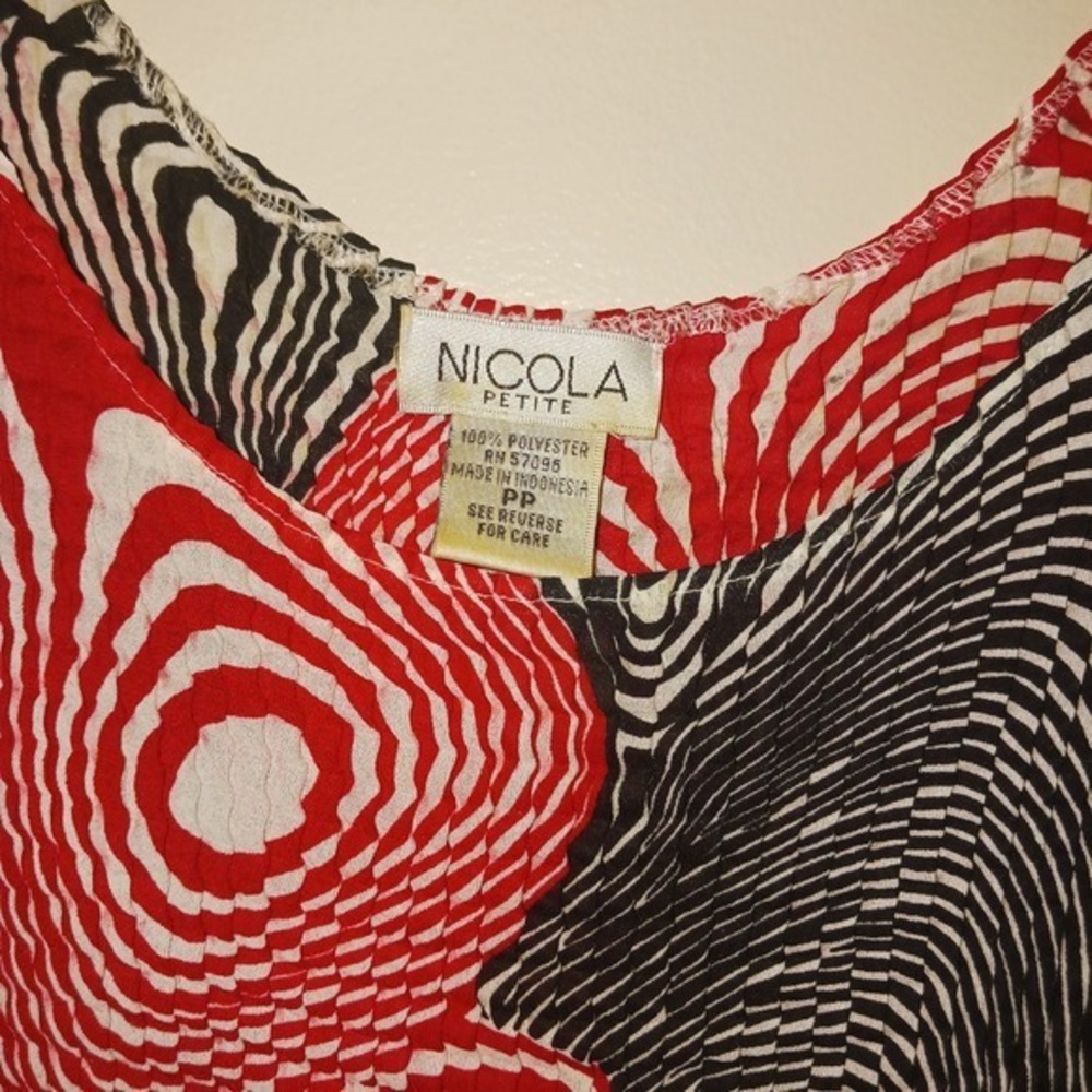 Vintage NICOLA PETITE Sheer Swirl Print Long Sleeve Blouse & Tank Top Shirt PP - Picture 10 of 11